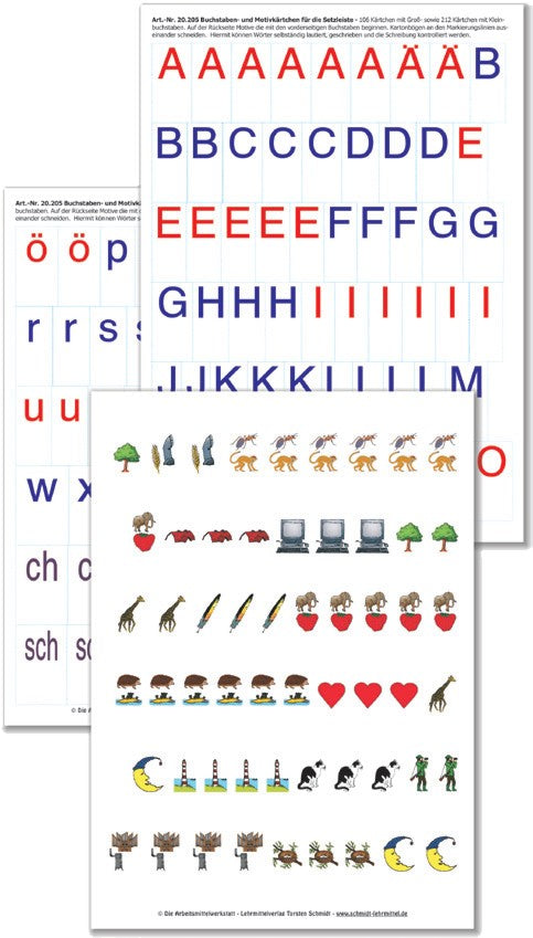 Buchstaben- und Motivkärtchen