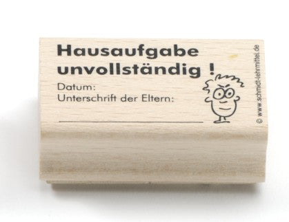 Stempel: Hausaufgabe unvollständig!
