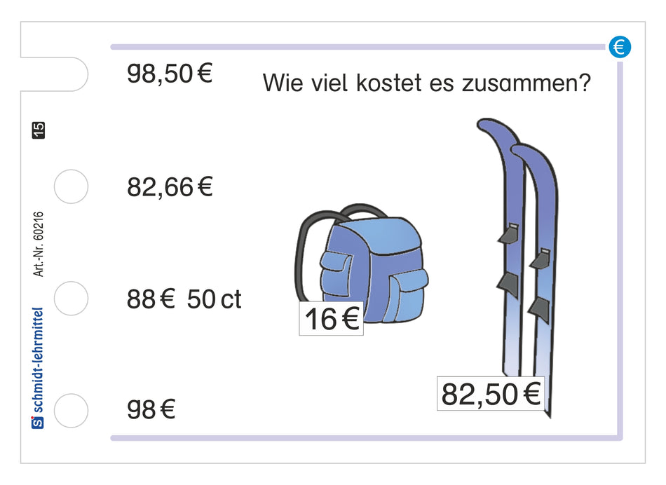 Aufgaben mit Geld (Stöpselkasten)