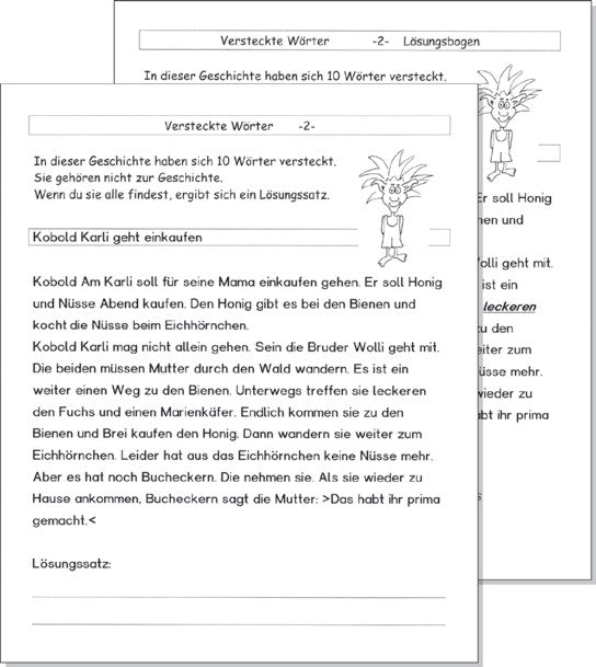 Kopiervorlagen "Versteckte Wörter"