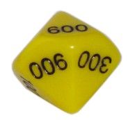 Ziffernwürfel 000-900 - gelb