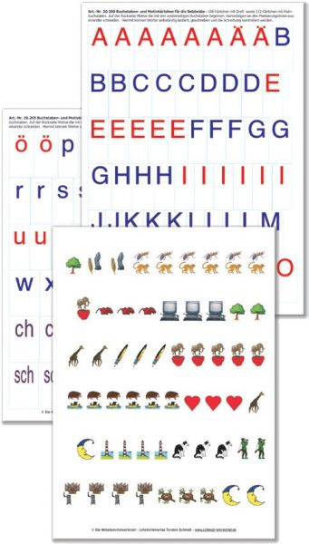 Buchstaben- und Motivkärtchen