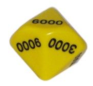 Ziffernwürfel 0000-9000 - gelb