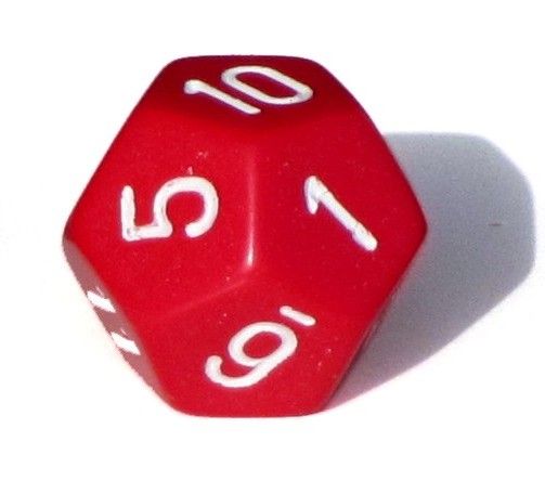 Ziffernwürfel 1-12 - rot