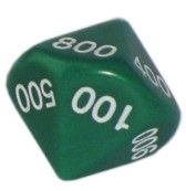 Ziffernwürfel 000-900 - grün