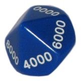 Ziffernwürfel 0000-9000 - blau